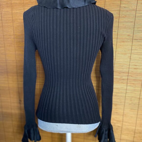 Vintage INC Black 100% Silk Ruffled Sweater Size XL EUC - Picture 3 of 4